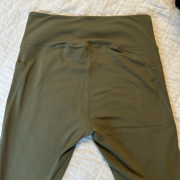 Olive Army Green Athletic Leggings with Pockets - Picture 7 of 7